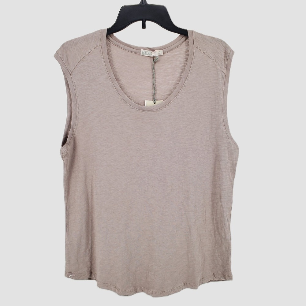 Barefoot Dreams Womens L Malibu Sleeveless Slub Tee Beach Rock Mauve Lightweight